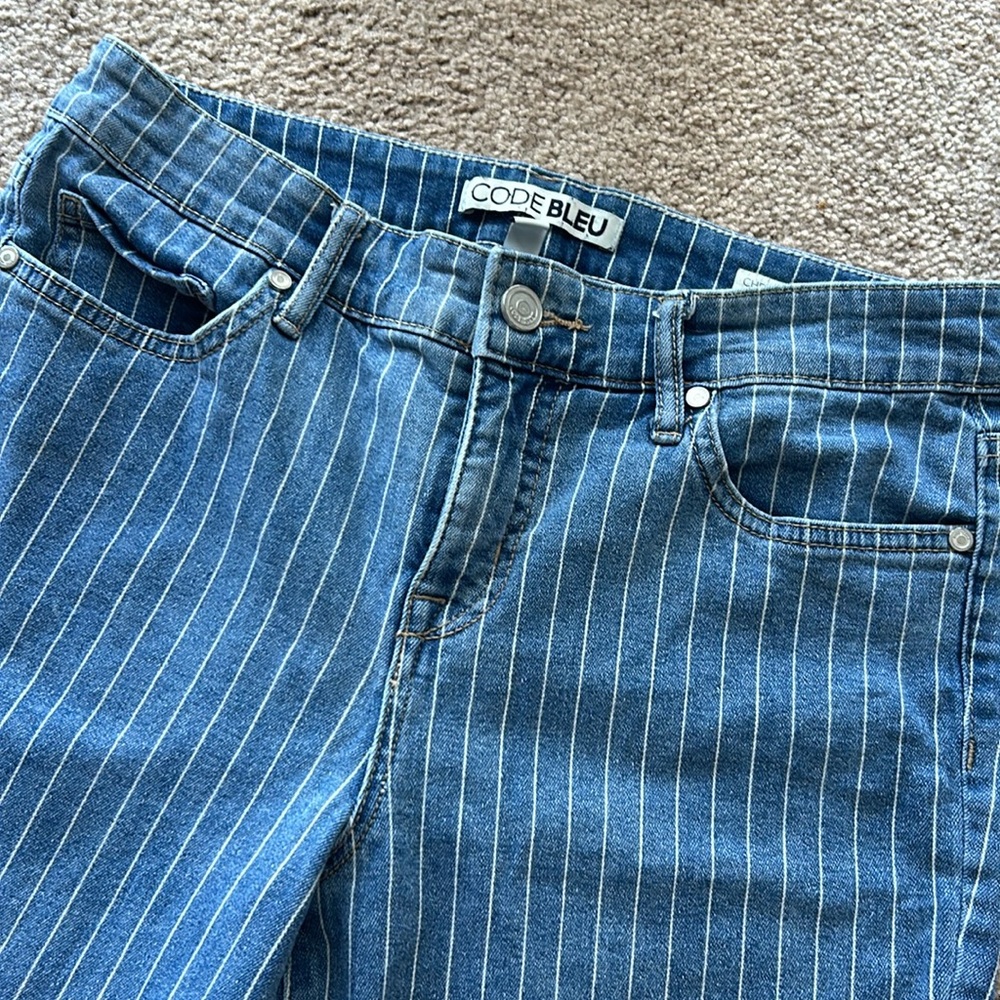 Striped Capri Jeans